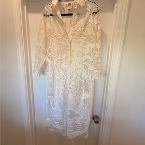 Elegant White Lace Dress/Swim Cover-Up